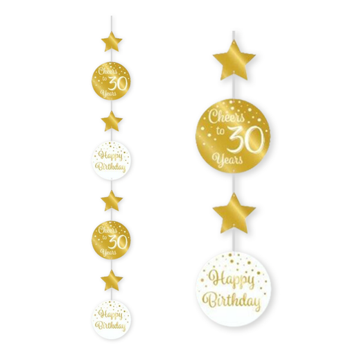 Hangdecoratie 30 Jaar Goud/Wit 120 cm