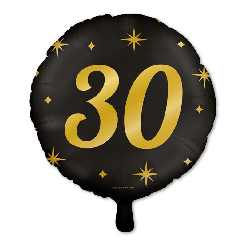 Folieballon 30 Jaar Zwart/Goud 46 cm – Classy Party