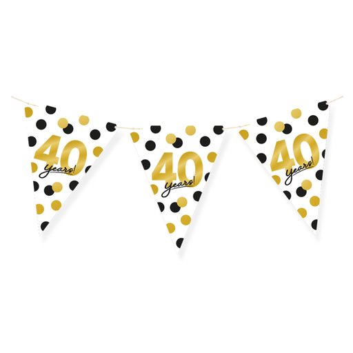 Vlaggenlijn 40 Jaar Zwart/Goud/Wit 6 m
