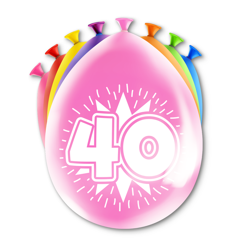 Happy Party Latex Ballonnen 40 Jaar Multicolor 30 cm