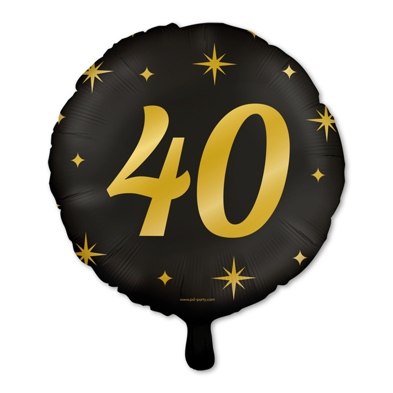 Folieballon 40 Jaar Zwart/Goud 46 cm – Classy Party