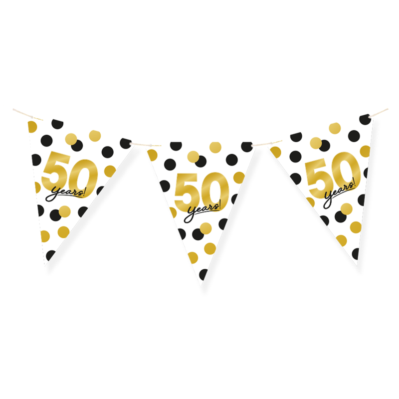 Vlaggenlijn 50 Jaar Zwart/Goud/Wit 6 m