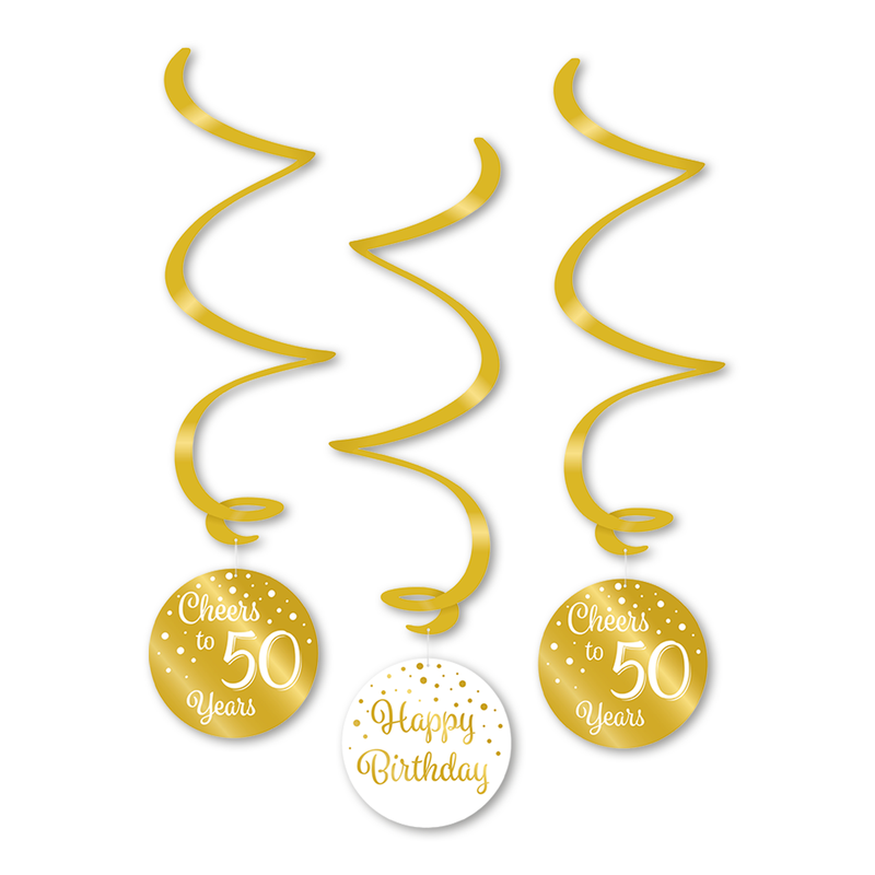 Swirls 50 Jaar Goud/Wit 70 cm