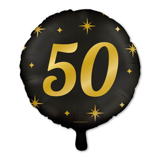 Folieballon 50 Jaar Zwart/Goud 46 cm – Classy Party