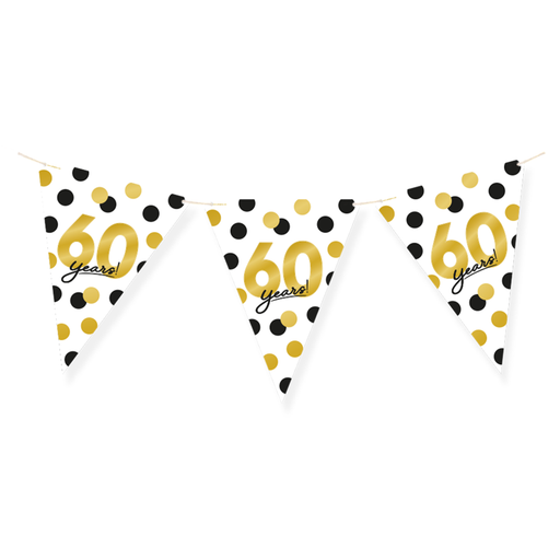 Vlaggenlijn 60 Jaar Zwart/Goud/Wit 6 m