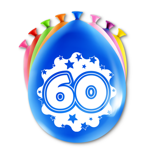Happy Party Latex Ballonnen 60 Jaar Multicolor 30 cm