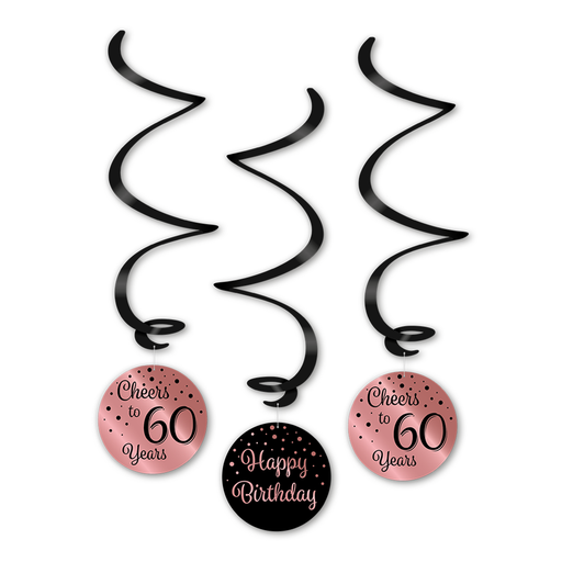 Swirls 60 Jaar Roségoud/Zwart 70 cm