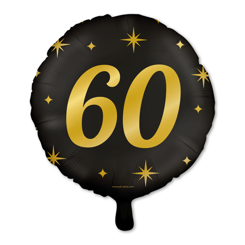Folieballon 60 Jaar Zwart/Goud 46 cm – Classy Party
