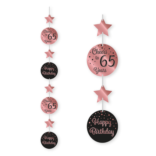 Hangdecoratie 65 Jaar Roségoud/Zwart 120 cm