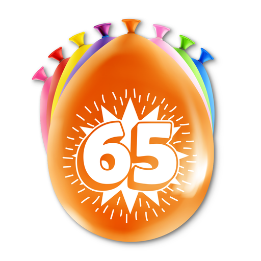Happy Party Latex Ballonnen 65 Jaar Multicolor 30 cm