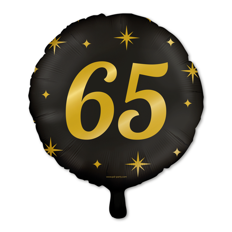 Folieballon 65 Jaar Zwart/Goud 46 cm – Classy Party