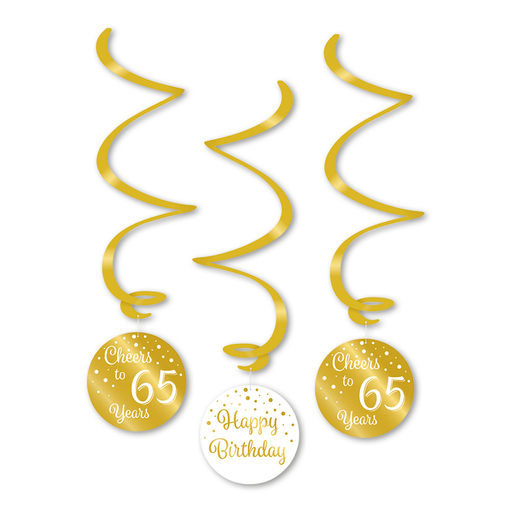Swirls 65 Jaar Goud/Wit 70 cm