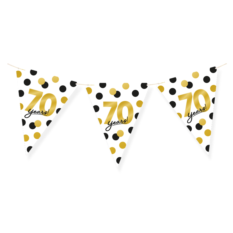 Vlaggenlijn 70 Jaar Zwart/Goud/Wit 6 m