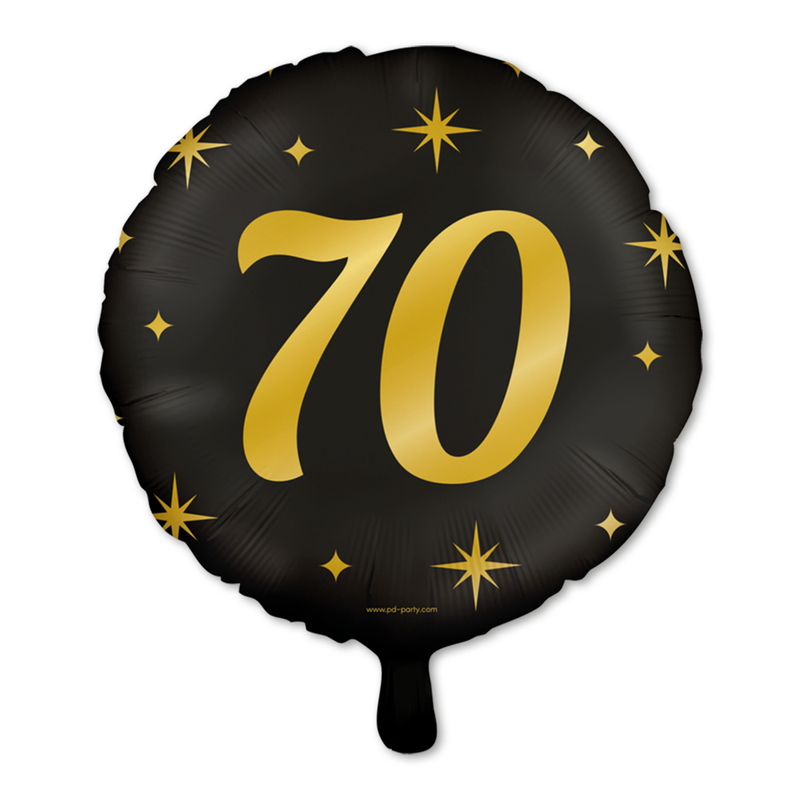 Folieballon 70 Jaar Zwart/Goud 46 cm – Classy Party