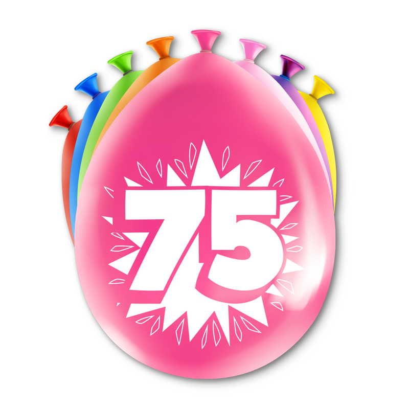 Happy Party Latex Ballonnen 75 Jaar Multicolor 30 cm