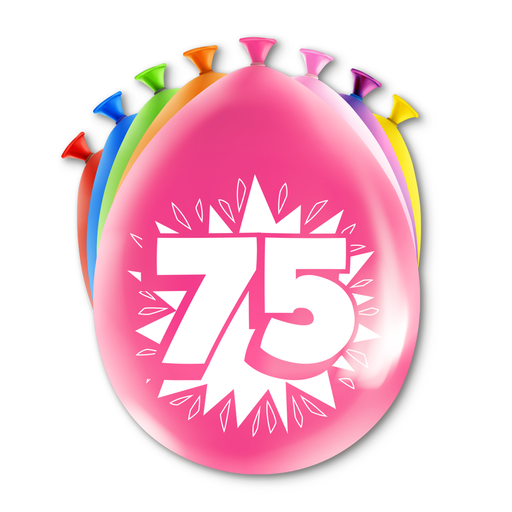 Happy Party Latex Ballonnen 75 Jaar Multicolor 30 cm