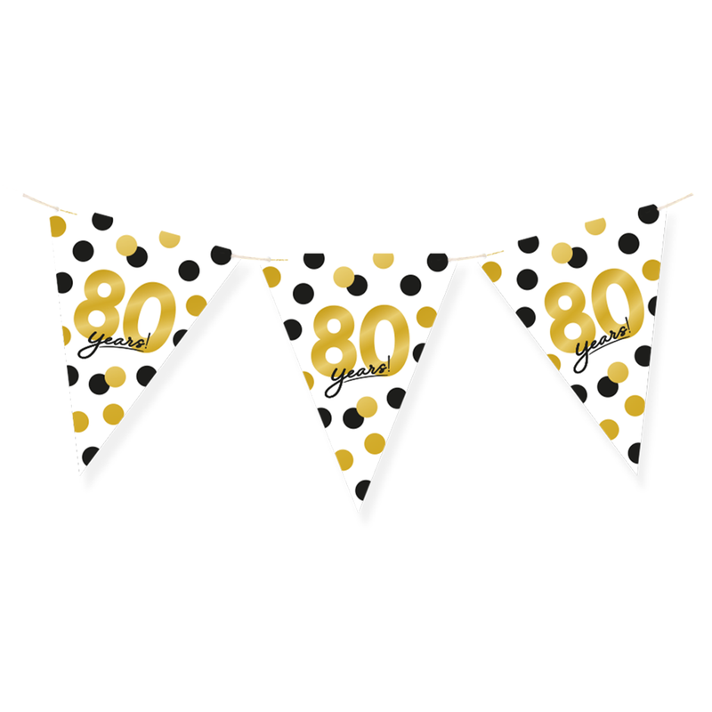 Vlaggenlijn 80 Jaar Zwart/Goud/Wit 6 m