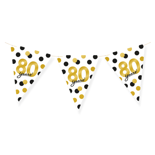 Vlaggenlijn 80 Jaar Zwart/Goud/Wit 6 m