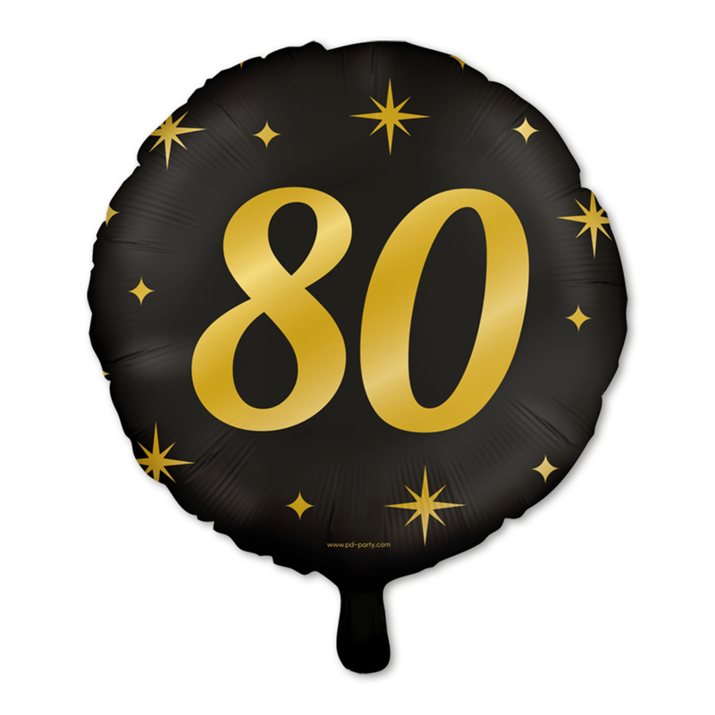 Folieballon 80 Jaar Zwart/Goud 46 cm – Classy Party