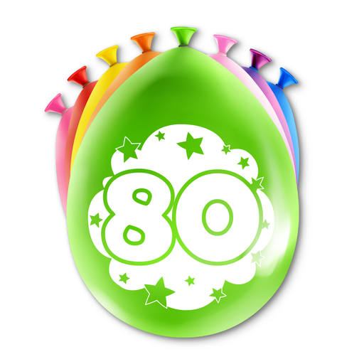 Happy Party Latex Ballonnen 80 Jaar Multicolor 30 cm