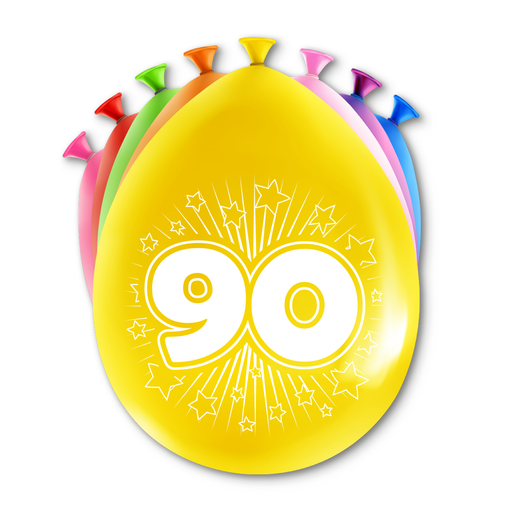 Happy Party Latex Ballonnen 90 Jaar Multicolor 30 cm