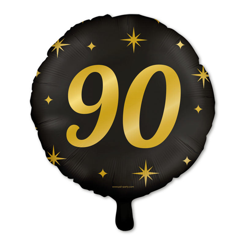 Folieballon 90 Jaar Zwart/Goud 46 cm – Classy Party