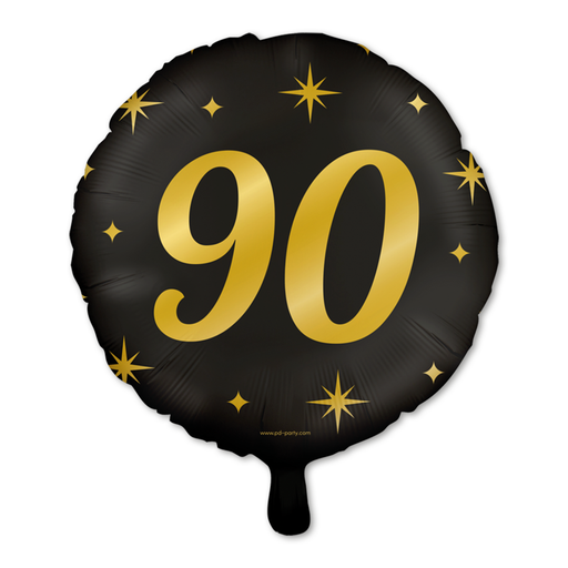 Folieballon 90 Jaar Zwart/Goud 46 cm – Classy Party