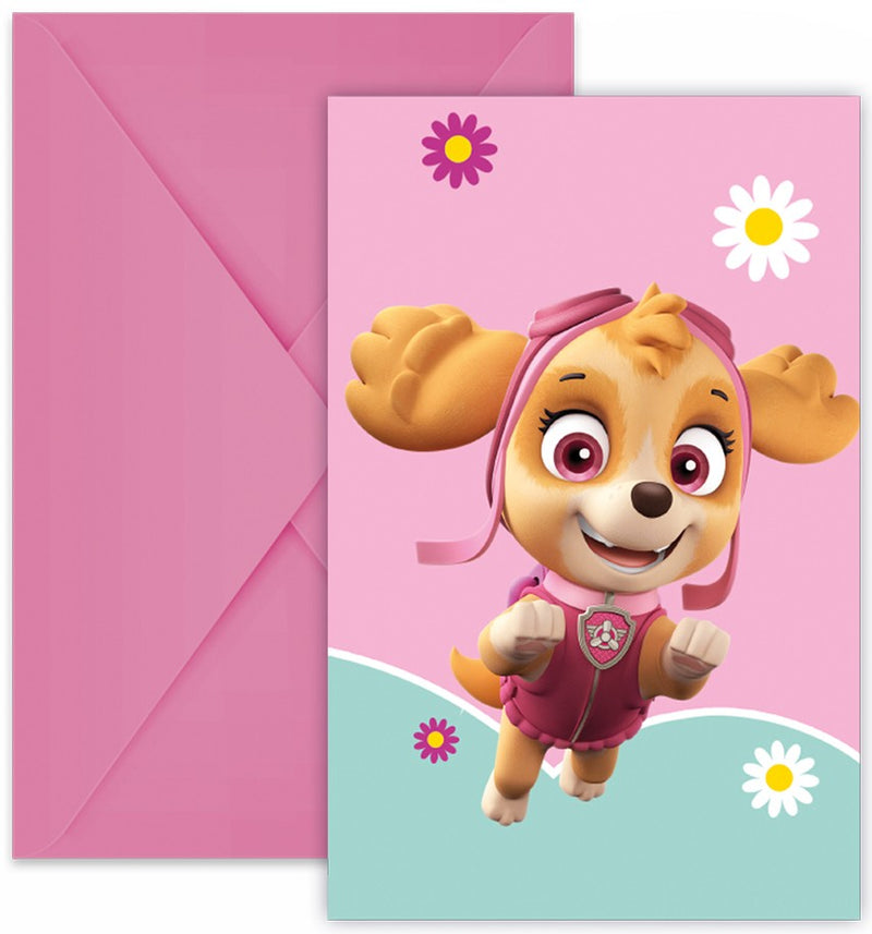 Uitnodigingen PAW Patrol Skye & Everest met Enveloppen – 6 Stuks