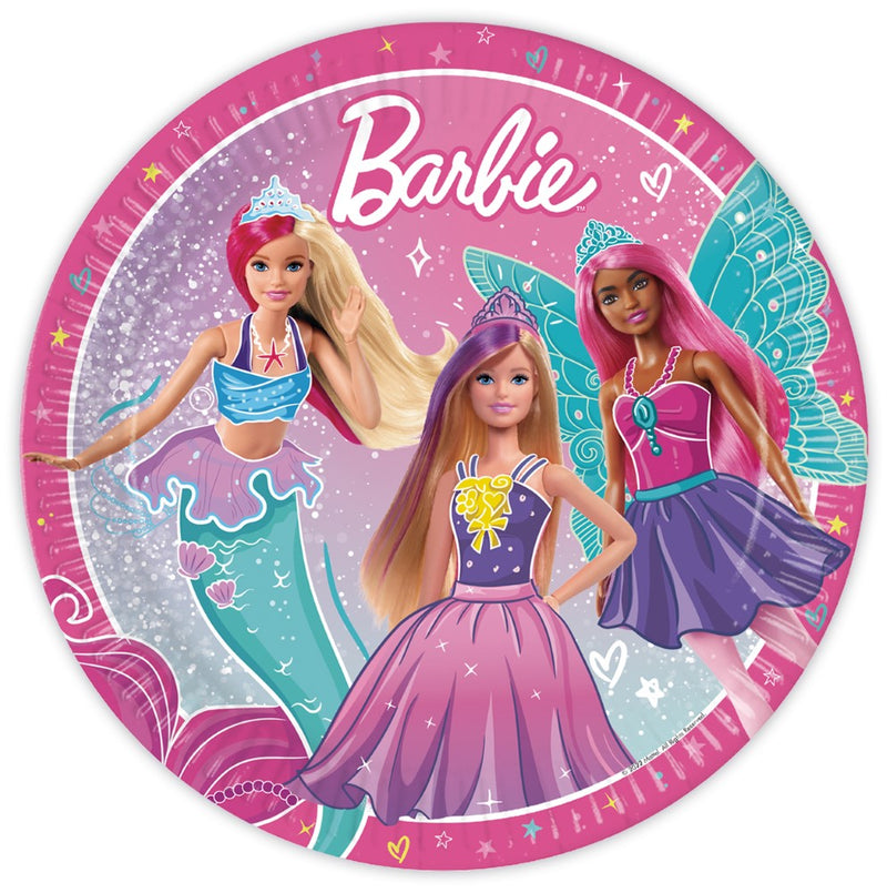 Papieren Borden Barbie 23 cm – 8 Stuks