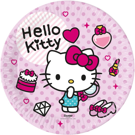 Papieren Borden Hello Kitty Roze 23 cm – 8 Stuks