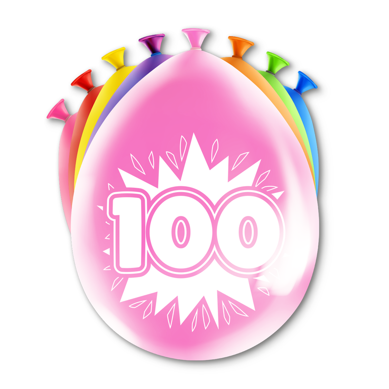 Happy Party Latex Ballonnen 100 Jaar Multicolor 30 cm