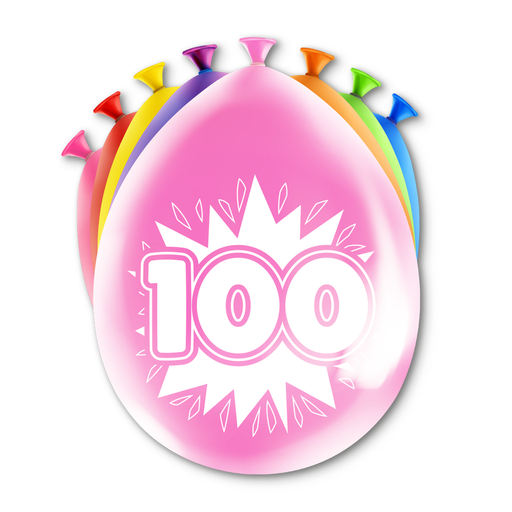 Happy Party Latex Ballonnen 100 Jaar Multicolor 30 cm