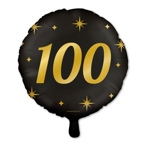 Folieballon 100 Jaar Zwart/Goud 46 cm – Classy Party