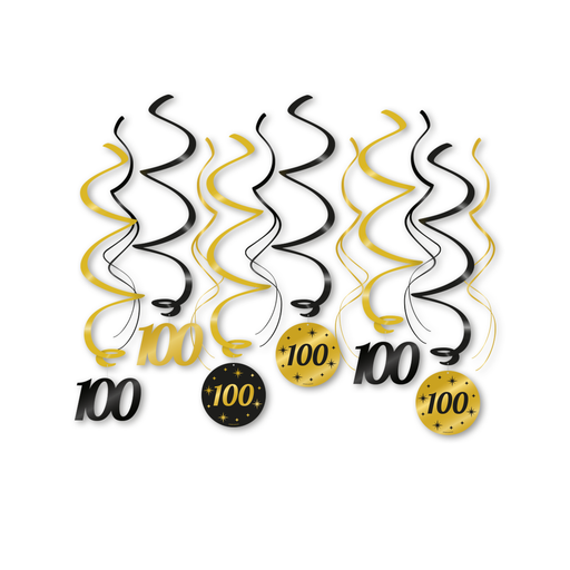 Swirls 100 Jaar Goud/Zwart 70 cm