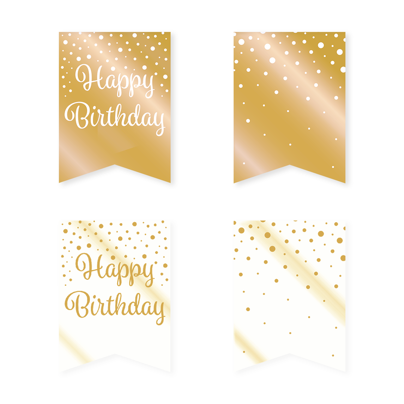 Vlaggenlijn Happy Birthday Goud/Wit 6 m