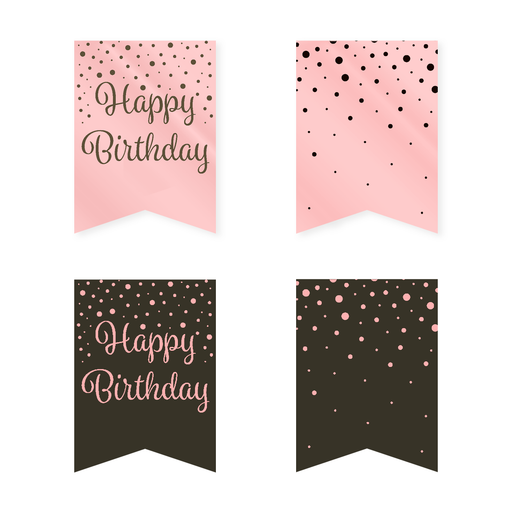 Vlaggenlijn Happy Birthday Roségoud/Zwart 6 m