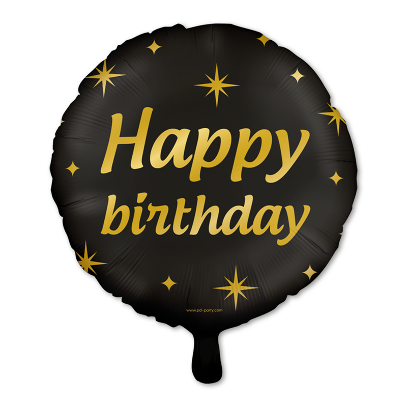 Folieballon Happy Birthday Zwart/Goud 46 cm – Classy Party