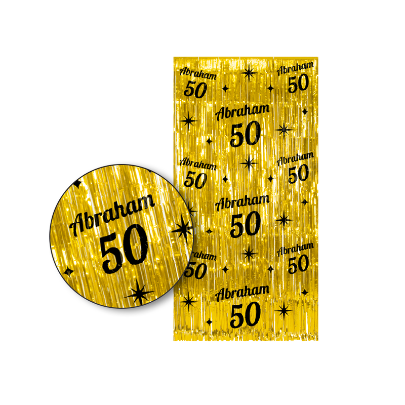 Foliegordijn Abraham 50 Jaar Goud/Zwart 200 x 100 cm