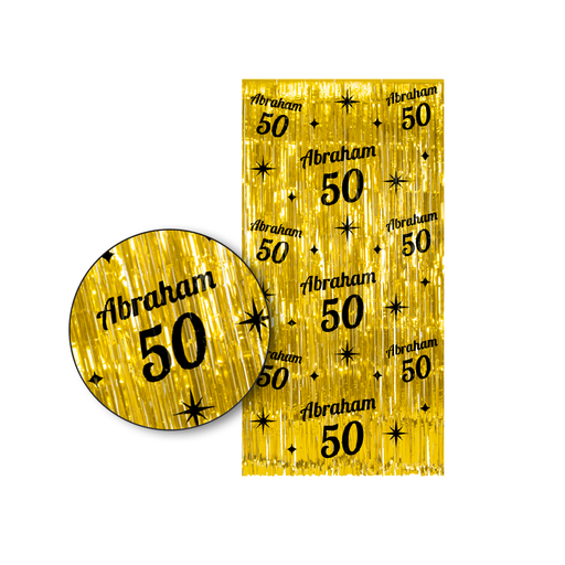 Foliegordijn Abraham 50 Jaar Goud/Zwart 200 x 100 cm