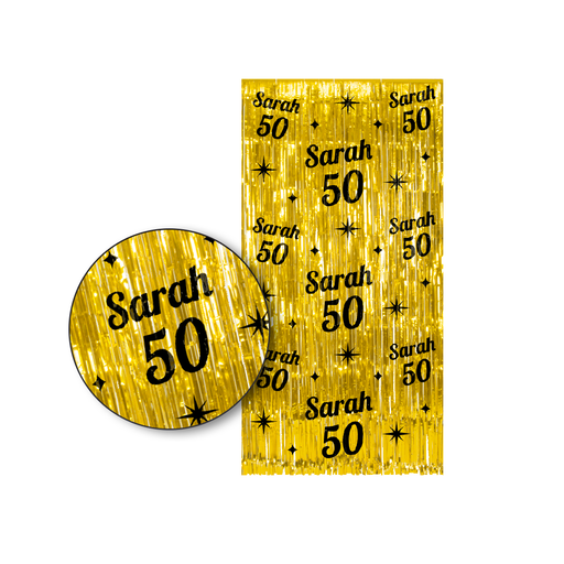 Foliegordijn Sarah 50 Jaar Goud/Zwart 200 x 100 cm