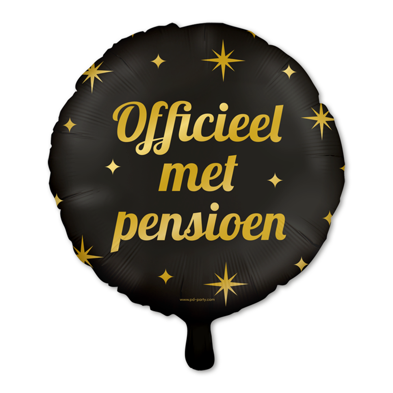 Folieballon Pensioen Zwart/Goud 46 cm – Classy Party