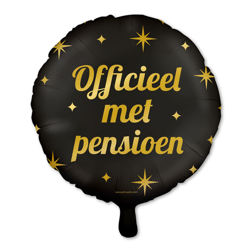 Folieballon Pensioen Zwart/Goud 46 cm – Classy Party