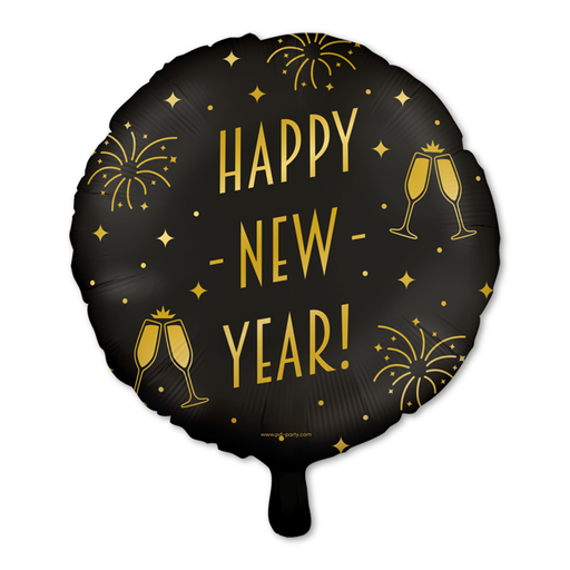 Folieballon Happy New Year Zwart/Goud 46 cm – Classy Party