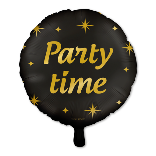 Folieballon Party Time Zwart/Goud 46 cm – Classy Party