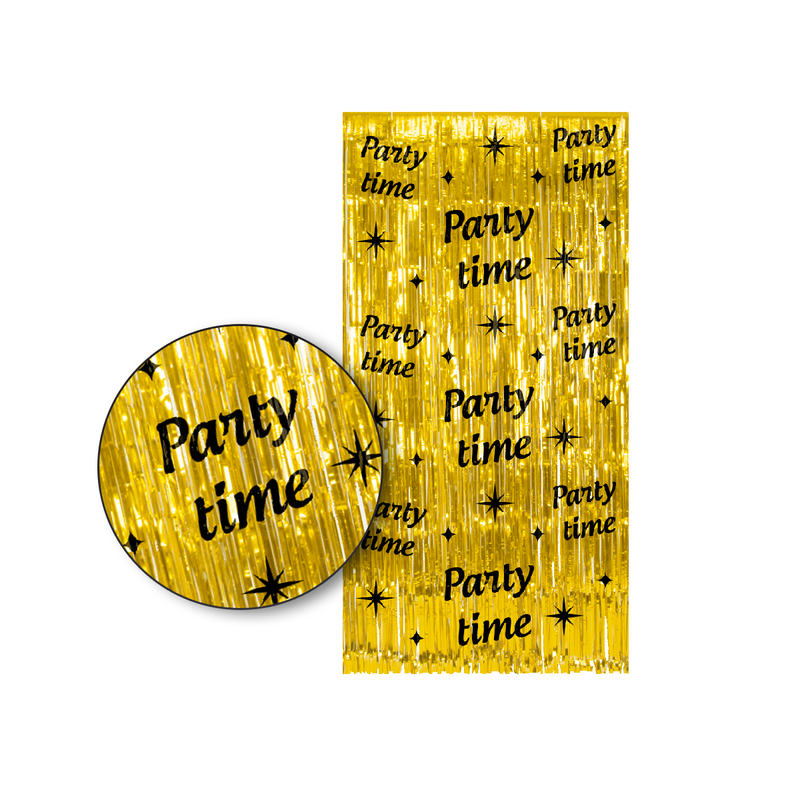 Foliegordijn Party Time Goud/Zwart 200 x 100 cm