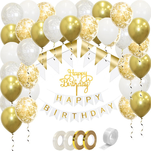 Happy Birthday Feestpakket Wit Goud