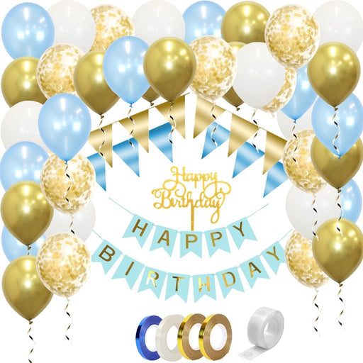 Happy Birthday Feestpakket Blauw Goud