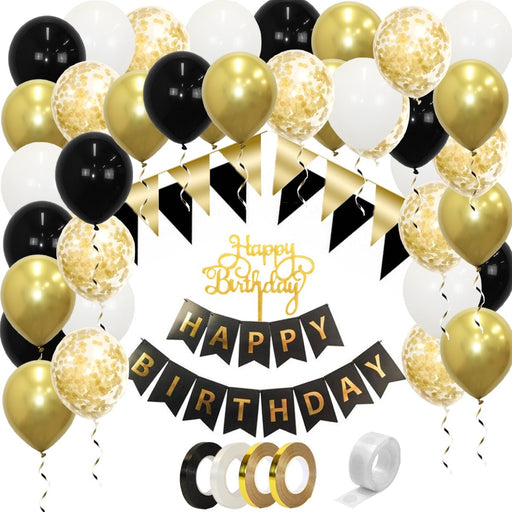 Happy Birthday Feestpakket Zwart Goud