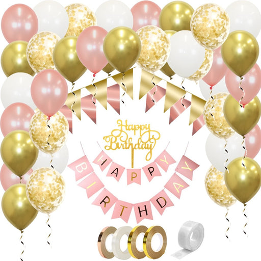 Happy Birthday Feestpakket Roze Roségoud