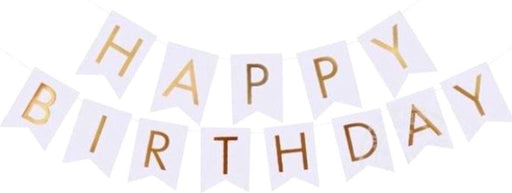 Happy Birthday Vlaggenlijn Wit Goud